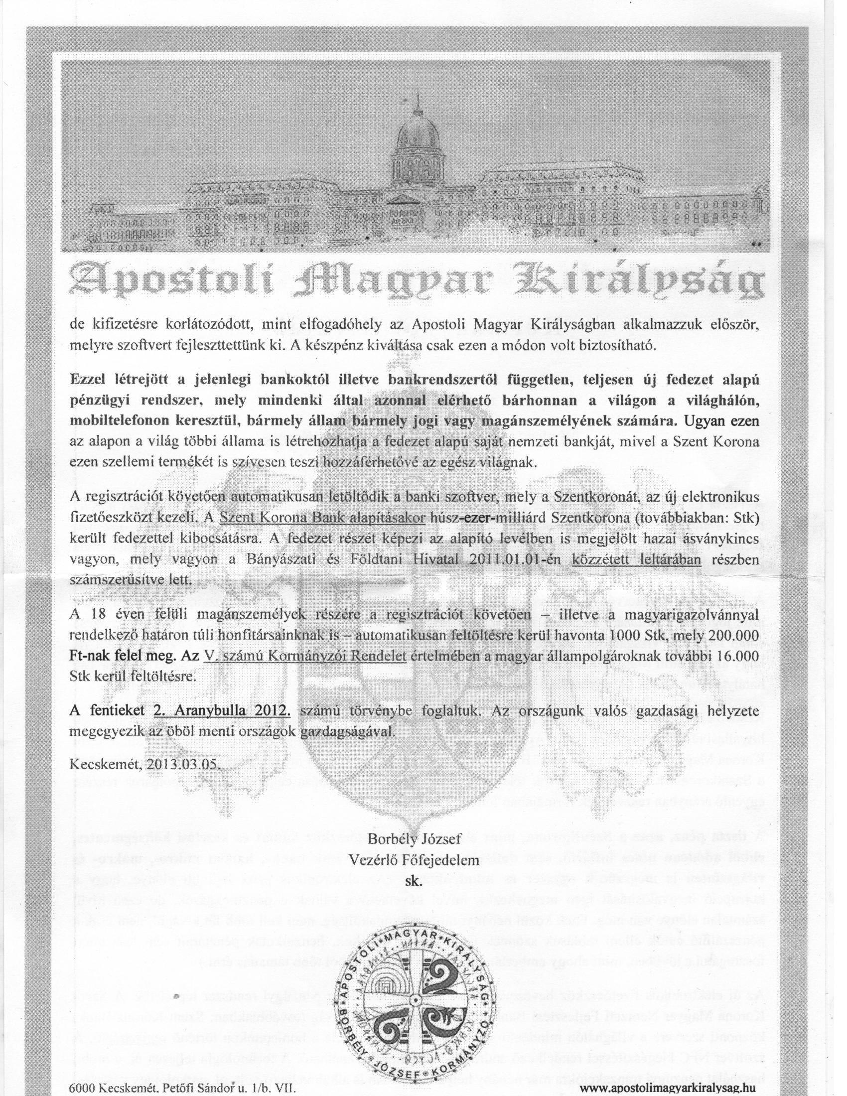 Apostoli Magyar Királyság2